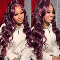 Lace Frontal Plum Body Wave Glueless Wig with Natural Hairline